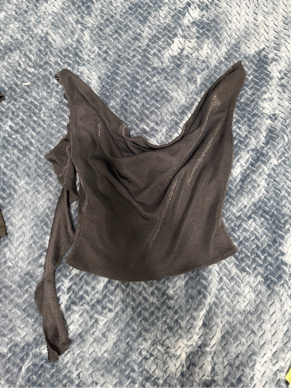 Princess Polly Black One-Shoulder Draped Crop Top